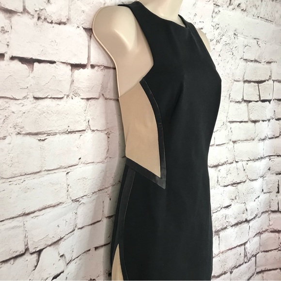 RAG & BONE Piper Leather Trim Mesh Panels Mini Sheath Dress Black and Tan Size 2 - Picture 15 of 16
